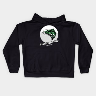 Fishing is my peace of mind Kids Hoodie